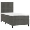 Cama Box Spring Colchón Y Led Terciopelo Gris Oscuro 90x200 Cm