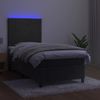 Cama Box Spring Colchón Y Led Terciopelo Gris Oscuro 90x200 Cm