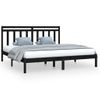 Estructura De Cama Madera Maciza Negro Super King 180x200 Cm