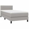 Cama Box Spring Con Colchón Tela Gris Claro 90x200 Cm