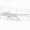 Estructura De Cama Madera Maciza De Pino Blanca 90x200 Cm