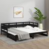 Sofá Cama Extraíble Madera Maciza De Pino Negro 2x(90x200) Cm