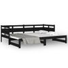 Sofá Cama Extraíble Madera Maciza De Pino Negro 2x(90x200) Cm