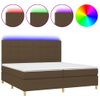 Cama Box Spring Colchón Luces Led Tela Marrón Oscuro 200x200 Cm