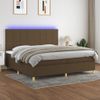 Cama Box Spring Colchón Luces Led Tela Marrón Oscuro 200x200 Cm