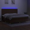 Cama Box Spring Colchón Luces Led Tela Marrón Oscuro 200x200 Cm