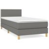 Cama Box Spring Con Colchón Tela Gris Oscuro 90x200 Cm