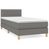 Cama Box Spring Con Colchón Tela Gris Oscuro 90x200 Cm