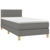 Cama Box Spring Con Colchón Tela Gris Oscuro 90x200 Cm