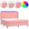 Cama Box Spring Colchón Y Led Terciopelo Rosa 200x200 Cm