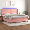 Cama Box Spring Colchón Y Led Terciopelo Rosa 200x200 Cm