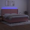 Cama Box Spring Colchón Y Led Terciopelo Rosa 200x200 Cm