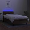 Cama Box Spring Colchón Luces Led Tela Marrón Oscuro 100x200cm