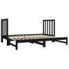 Sofá Cama Extraíble Madera Maciza De Pino Negro 2x(90x190) Cm