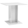 Mesa De Comedor Madera Contrachapada Blanco Brillo 80x80x75 Cm