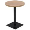 Mesa De Bar Bistró Mdf Y Acero Redonda 60x75 Cm Color Roble Beige