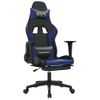 Silla Gaming Con Reposapiés Cuero Sintético Negro Azul