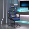 Silla Gaming Con Reposapiés Cuero Sintético Negro Azul