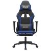 Silla Gaming Con Reposapiés Cuero Sintético Negro Azul