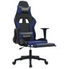 Silla Gaming Con Reposapiés Cuero Sintético Negro Azul