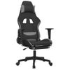 Silla Gaming Con Reposapiés Tela Gris Claro Y Negro