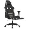 Silla Gaming Con Reposapiés Tela Gris Claro Y Negro