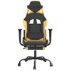 Silla Gaming Con Reposapiés Cuero Sintético Negro Dorado