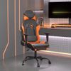 Silla Gaming Masaje Y Reposapiés Cuero Sintético Negro Naranja