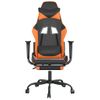 Silla Gaming Masaje Y Reposapiés Cuero Sintético Negro Naranja