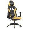 Silla Gaming Con Reposapiés Cuero Sintético Negro Dorado