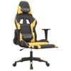 Silla Gaming Con Reposapiés Cuero Sintético Negro Dorado