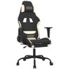 Silla Gaming Con Reposapiés Tela Crema Y Negro