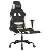 Silla Gaming Con Reposapiés Tela Crema Y Negro