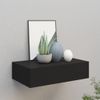 Estante Con Cajón De Pared Mdf Negro 40x23,5x10 Cm