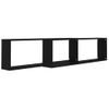 Estantes Cubo De Pared 2 Uds Contrachapado Negro 100x15x30 Cm