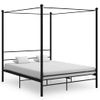 Estructura De Cama Con Dosel Metal Negro 160x200 Cm