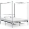 Estructura De Cama Con Dosel Metal Gris 160x200 Cm