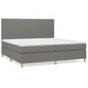 Cama Box Spring Con Colchón Tela Gris Oscuro 200x200 Cm