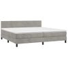 Cama Box Spring Con Colchón Terciopelo Gris Claro 200x200 Cm