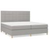 Cama Box Spring Con Colchón Tela Gris Claro 200x200 Cm