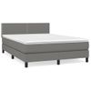 Cama Box Spring Con Colchón Tela Gris Oscuro 140x190 Cm