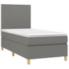 Cama Box Spring Con Colchón Tela Gris Oscuro 80x200 Cm