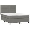 Cama Box Spring Con Colchón Tela Gris Oscuro 140x190 Cm