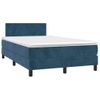 Cama Box Spring Con Colchón Terciopelo Azul Oscuro 120x200 Cm