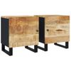 Mesitas De Noche 2 Uds Madera Maciza De Mango 40x33x46 Cm Negro