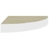 Estante Esquinero Pared 2 Uds Blanco Roble Mdf 25x25x3,8 Cm Marrón