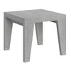 Mesa Extensible Cuadrada Pequeña 90x90/246 Cm Naxo-color Gris Cemento-base Y Soporte Con Ruedas-3 Alargaderas Finas