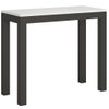 Consola Extensible De Fresno Blanco Con Patas De Metal Antracita, 8 Plazas, De 40 A 196 Cm Evy-soporte 4 Pies