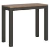 Consola Extensible De Madera Clara Con Patas De Metal Antracita, 8 Plazas, De 40 A 196 Cm Evy-base Y Soporte Con Ruedas