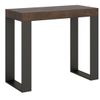 Consola Extensible Madera Oscura Y Patas De Metal Antracita 12 Personas 40 A 300 Cm Asis-soporte 4 Pies-5 Alargaderas Gruesas